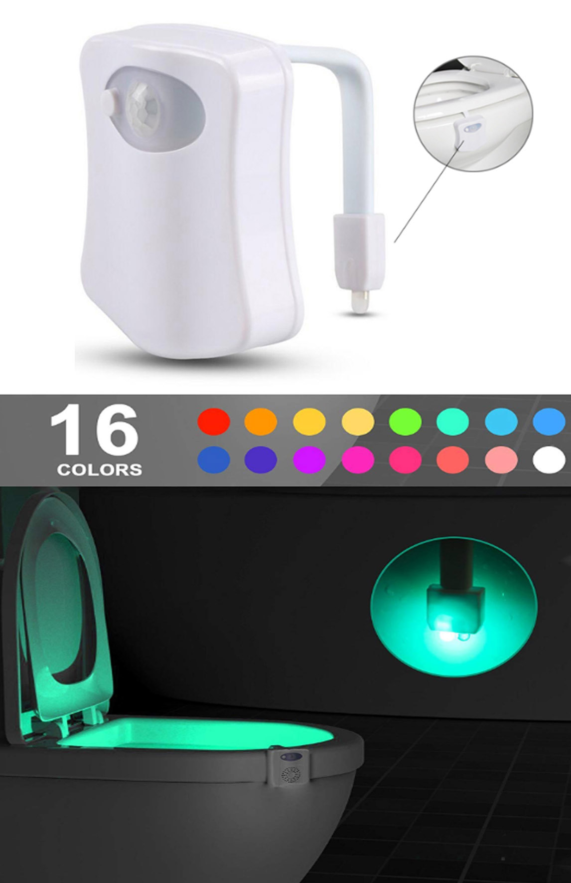 iBank ® 16-Color Motion Activated Toilet Night Light 2