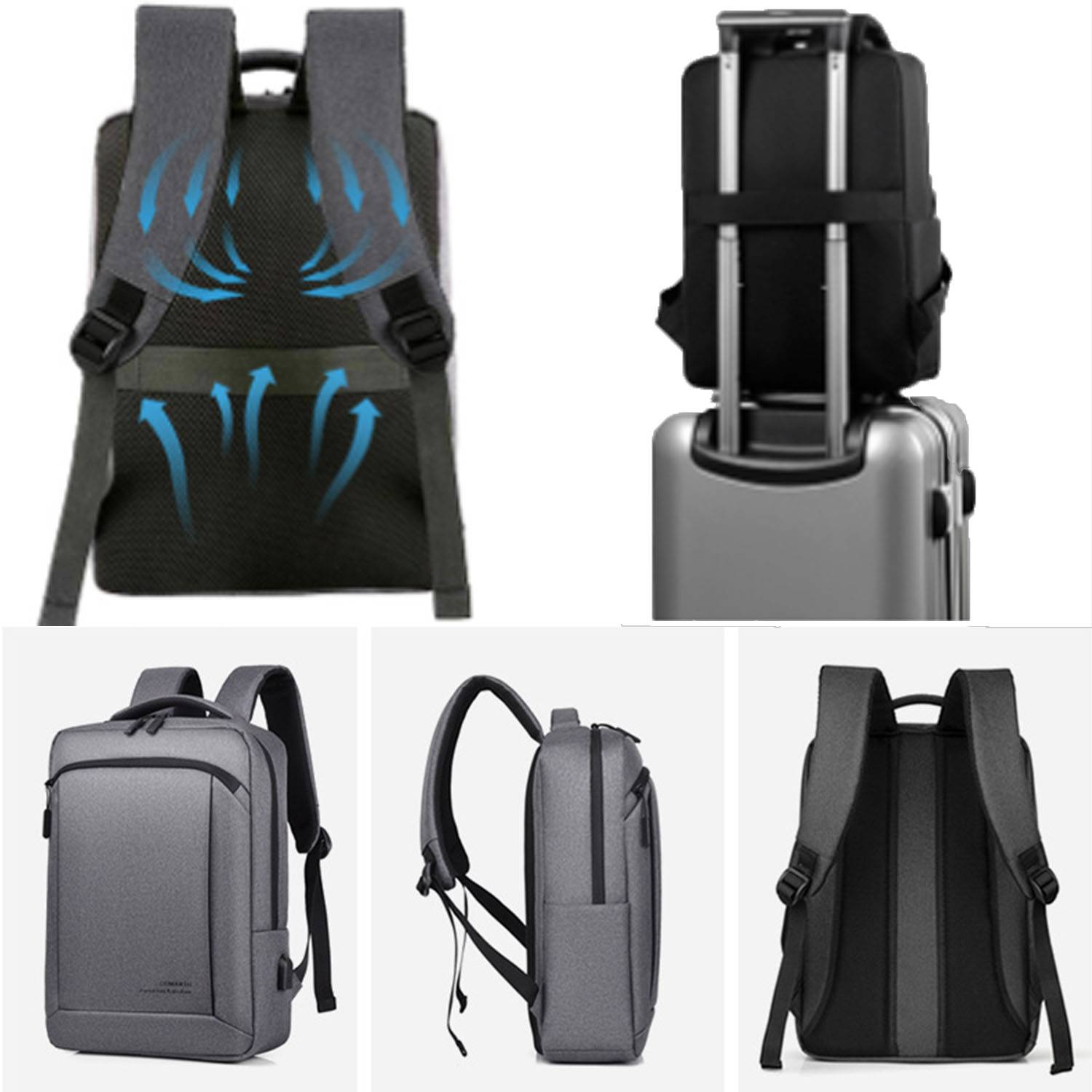 Oxford Men's waterproof backpack with usb charging port 1