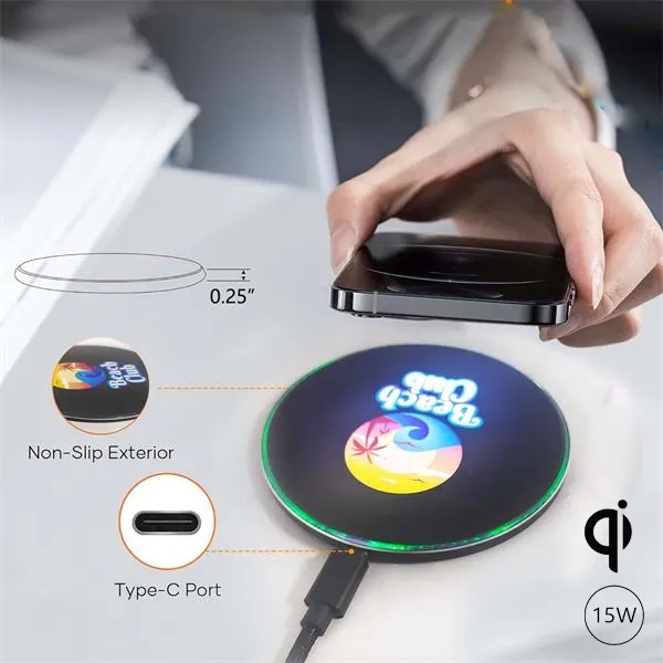 UV Full Color Light-up Logo Wireless Charger 15W 6