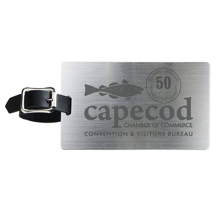 "Mustang" Brushed Aluminum Slip-In Pocket Luggage Bag Tag 2