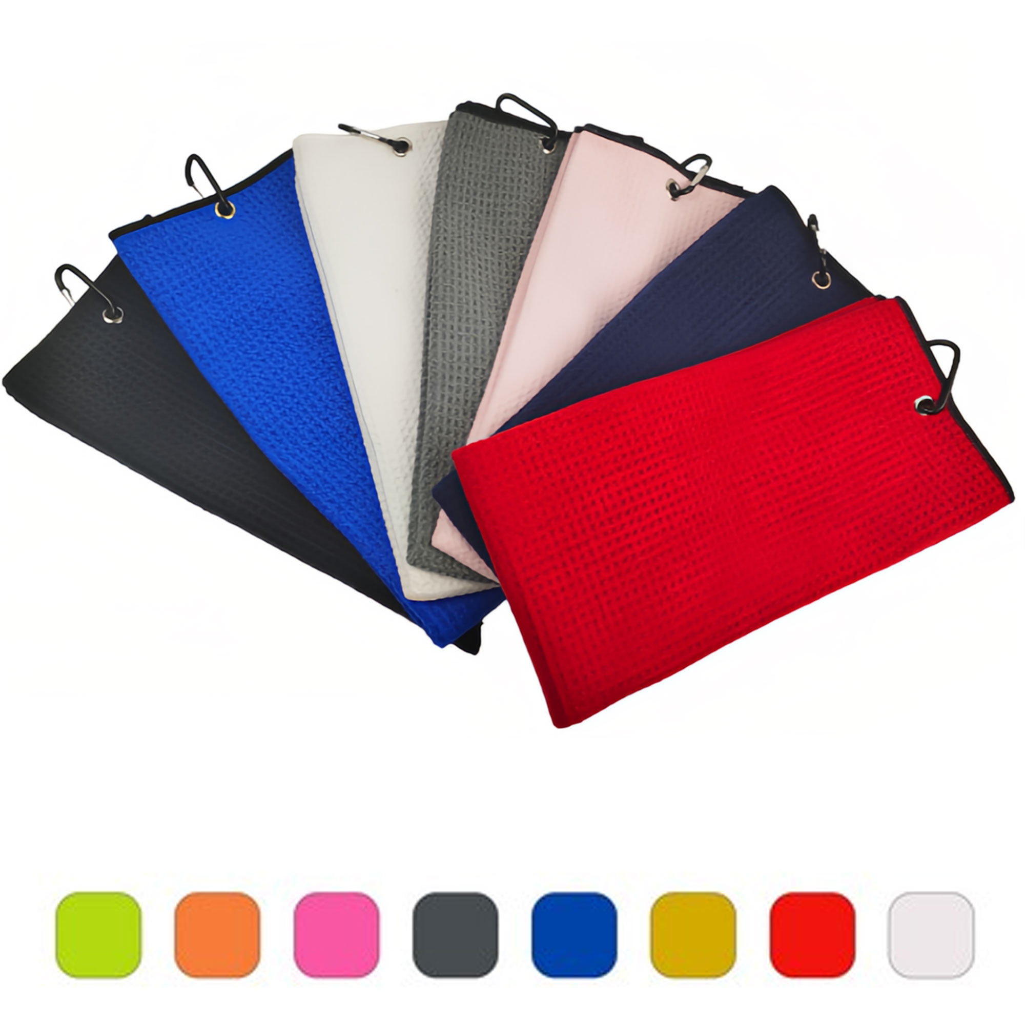 Tri-Fold Waffle Golf Towel with Custom Logo and Carabiner 2