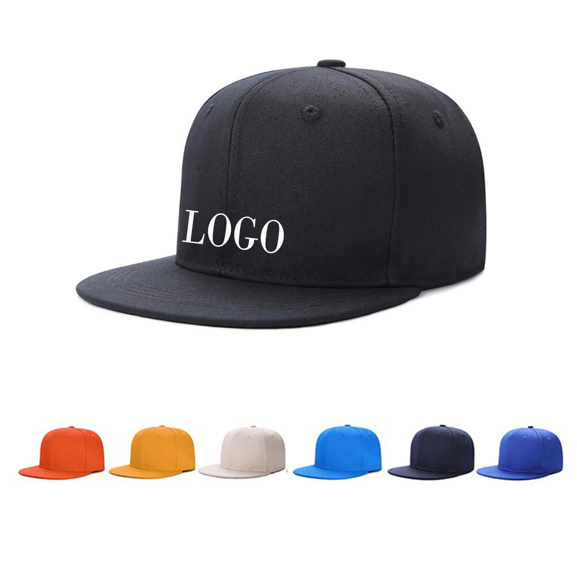 6 Panel Flat Bill Snapback Cap