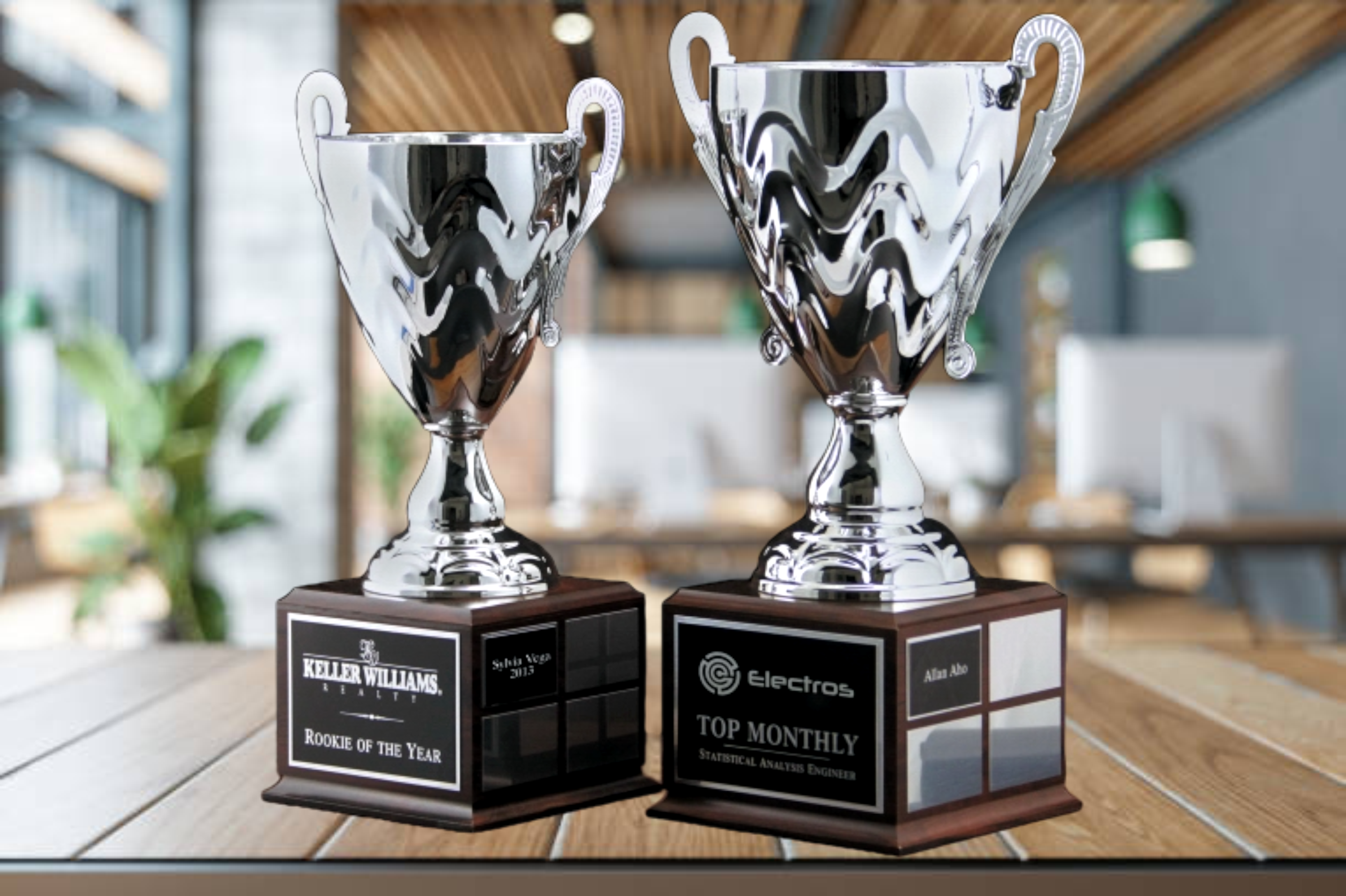 Wave Perpetual Silver Cup Trophy Award w/Perpetual Base 2