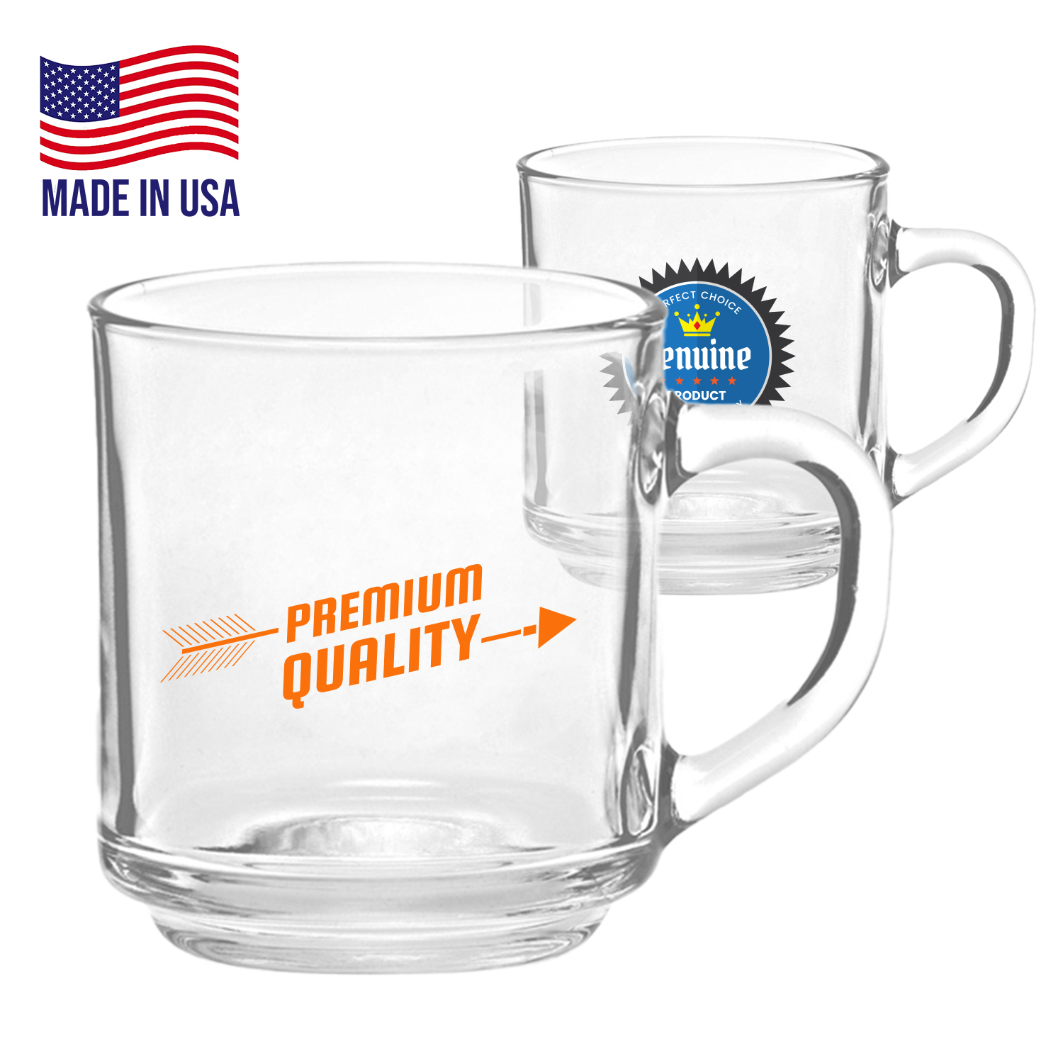 10 oz. USA Made ARC Handy Glass Coffee Mugs w/ Custom logo 1