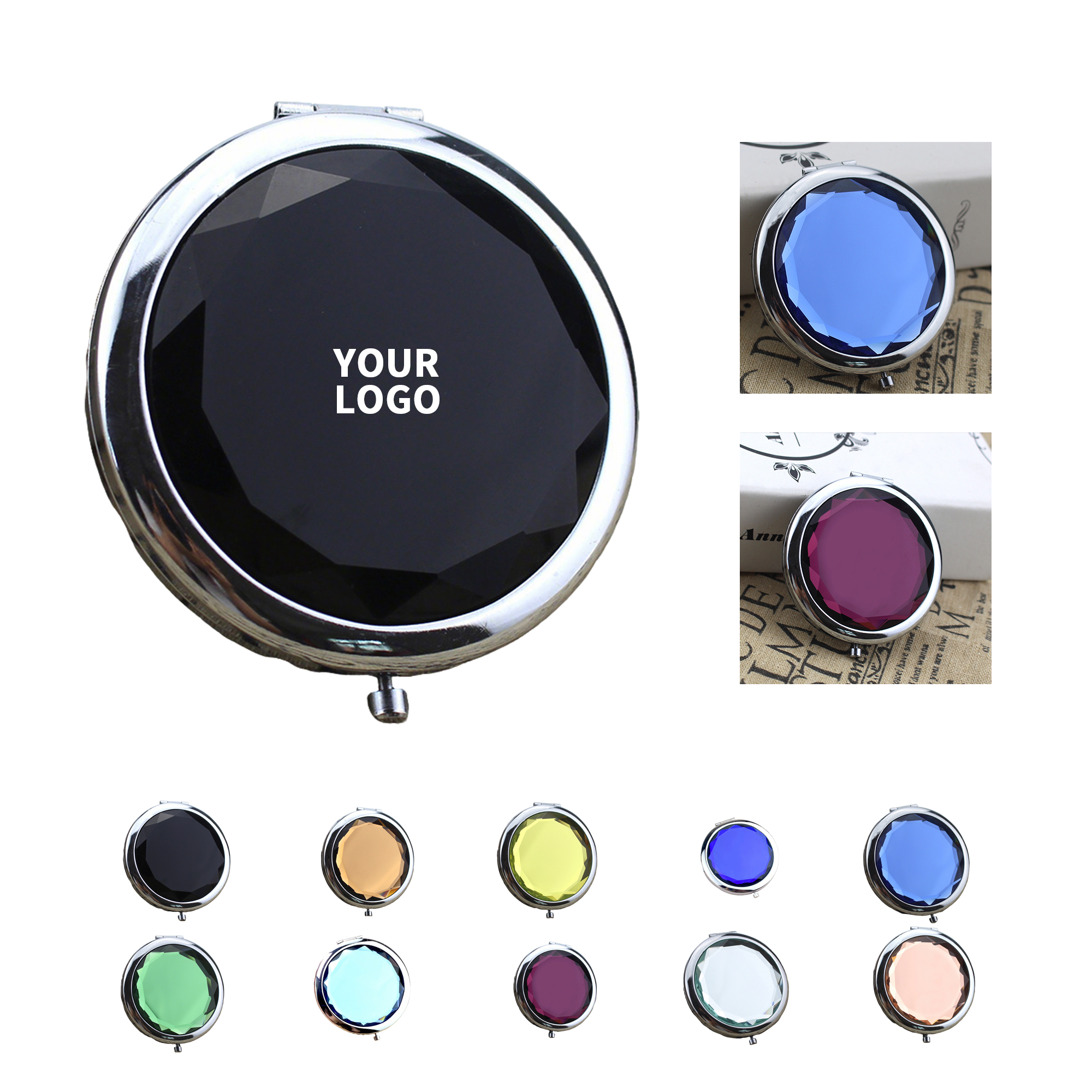 Crystal Folding Vanity Mirror With Dual Magnification 2.8" 8