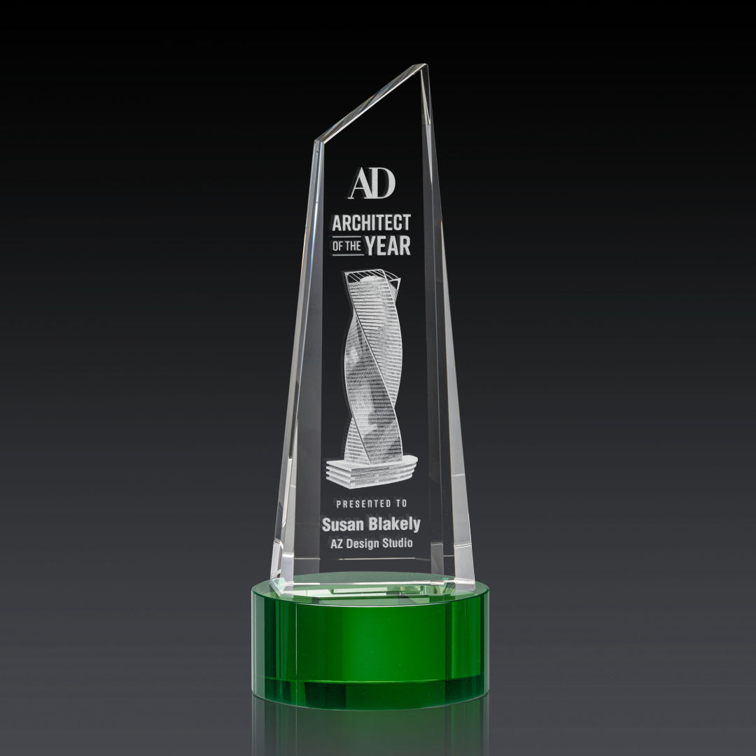 Akron Tower 3D Award on Base - Green 2