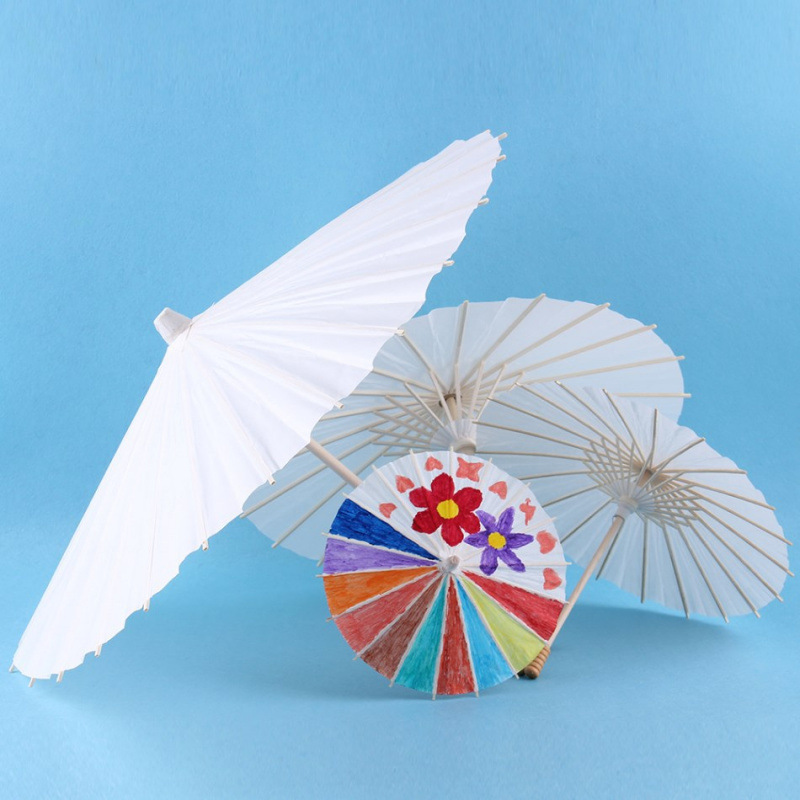 Diy Blank Paper Umbrella With Wooden Handle 2