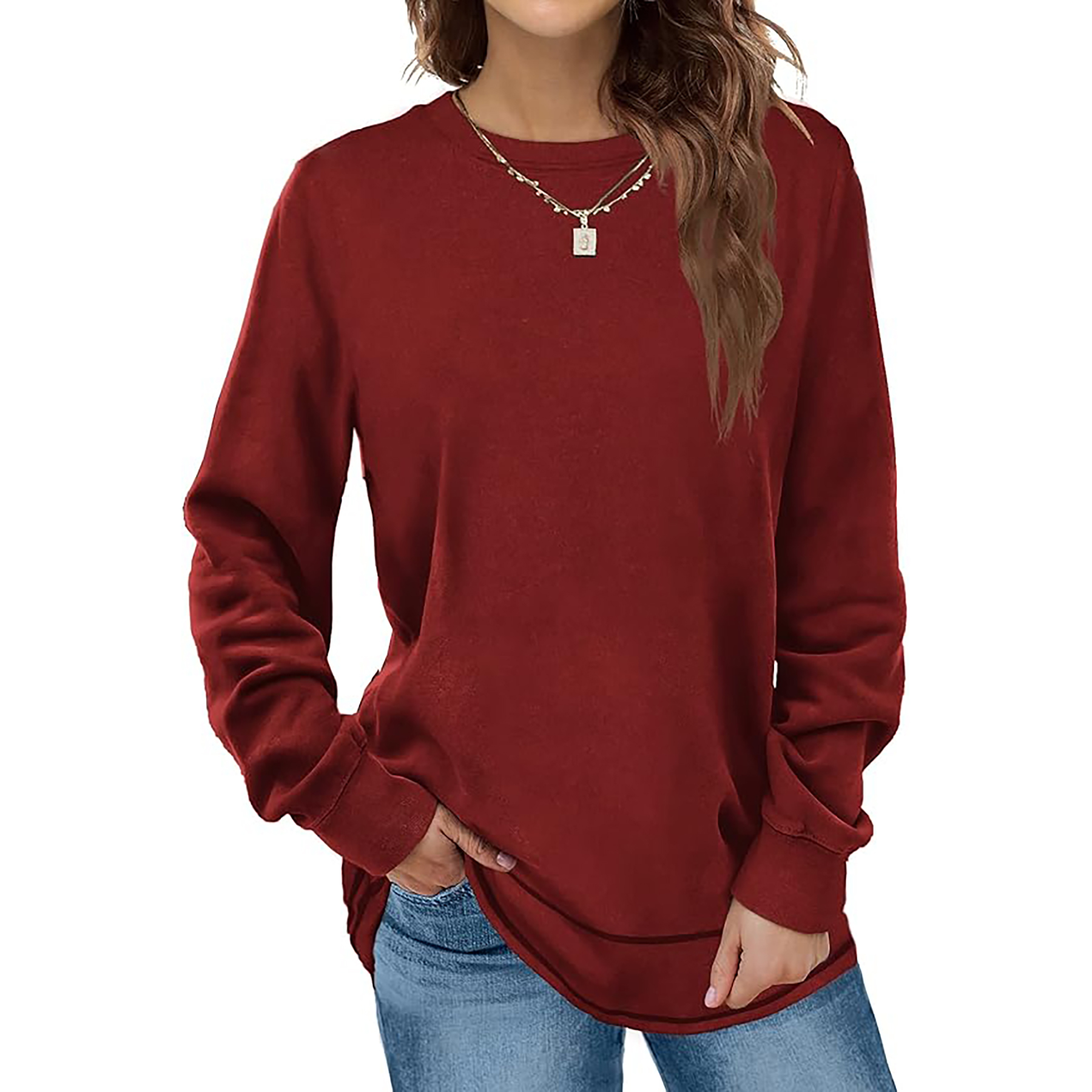 Women's Round Neck Long Sleeve Shirt 1