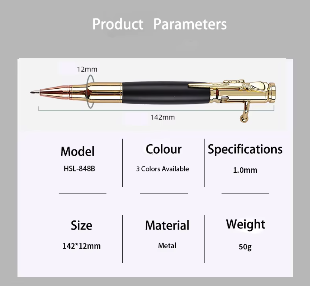 Bamboo Bullet Shaped Ballpoint Pen with Rifle Design Clip 4