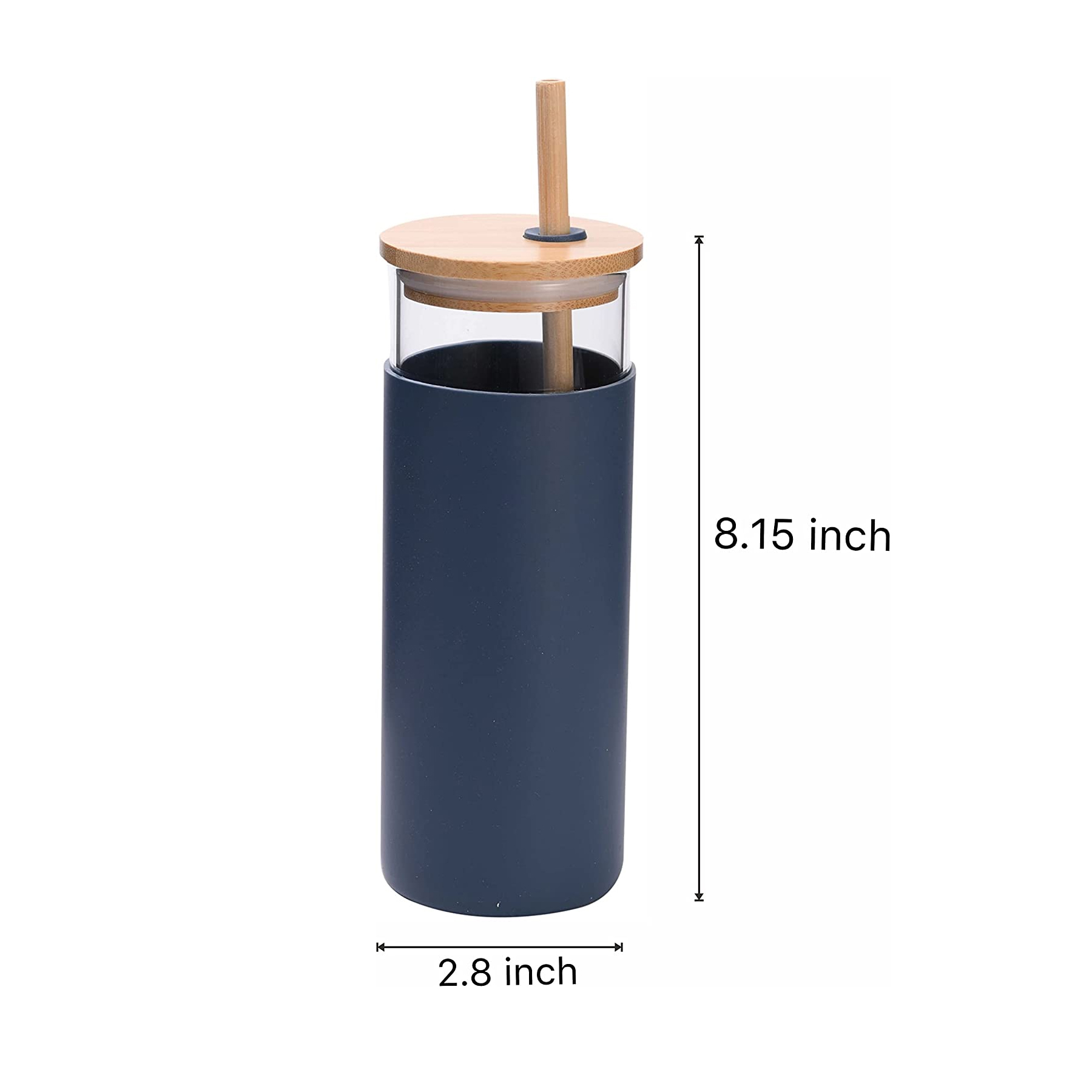 20oz Glass Tumbler With Bamboo Lid and Straw 3