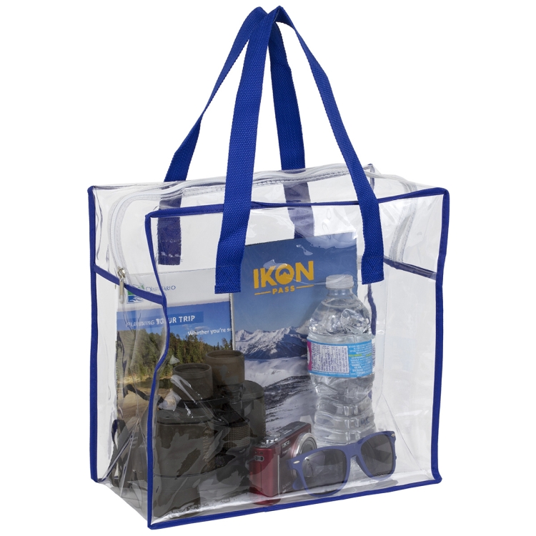 12"W x 12"H x 6"Gusset – "ARETE" Clear Vinyl Stadium Compliant Tote Bag with Zipper 17