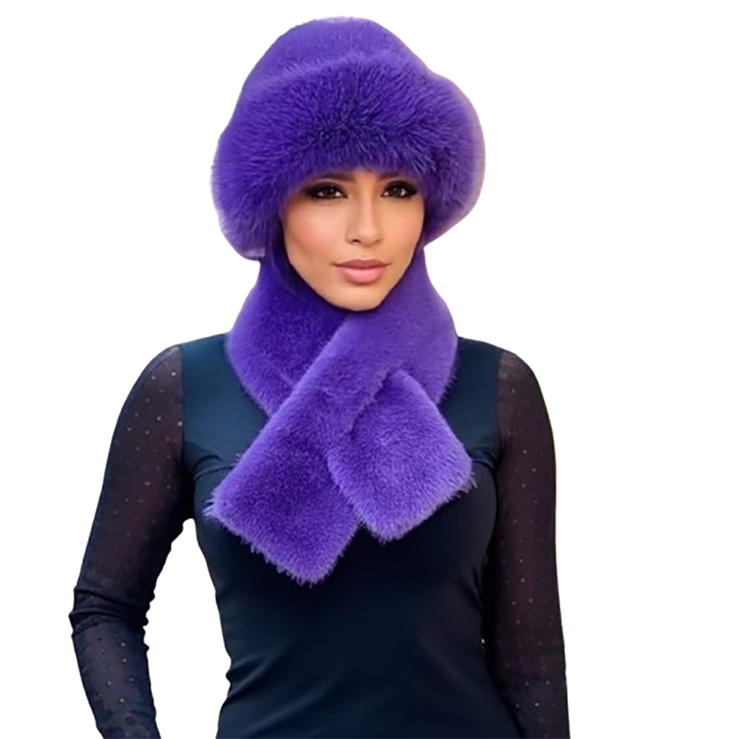 Plush Ear Warmer Hat & Scarf Set 4