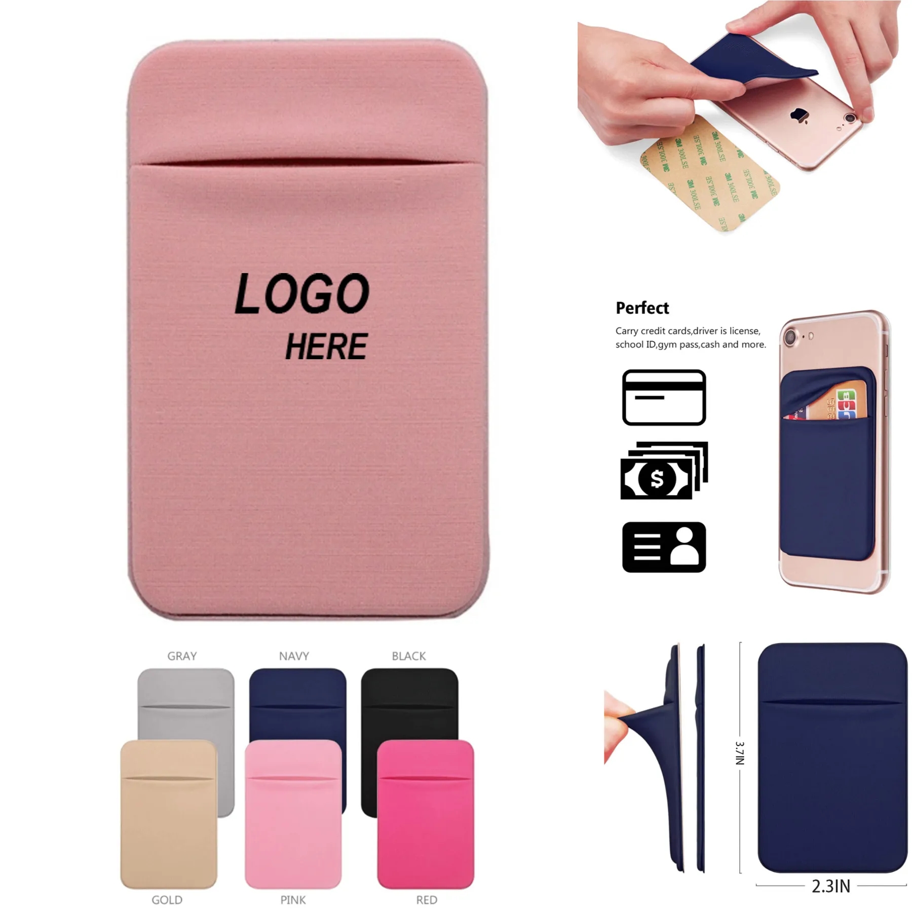 Lycra Anti-Slip Phone Back Card Holder 4