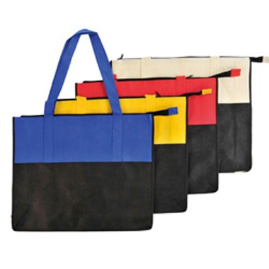 TWO TONE POLYPROPYLENE ZIPPERED TOTE 2
