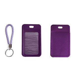 Elegant PU Leather Card Case With 1 Side Zipper Pocket And Lanyard 18