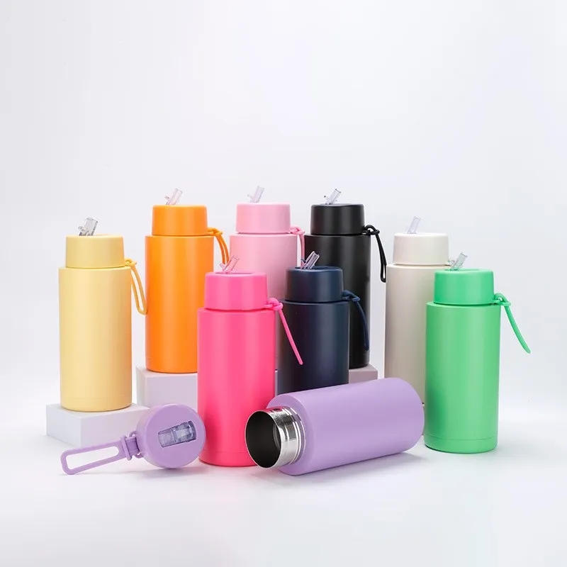 Stainless steel handle straw cup, thermos cup 2