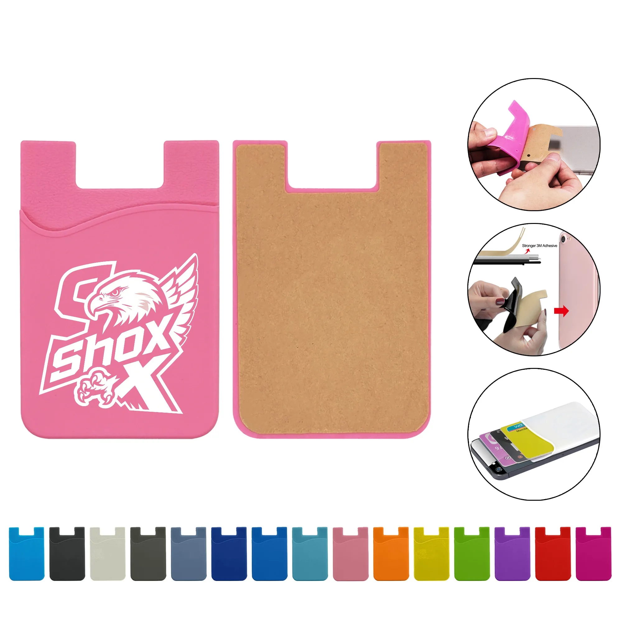 MOQ 20 Silicone Cell Phone Credit Card Wallet Stick 1