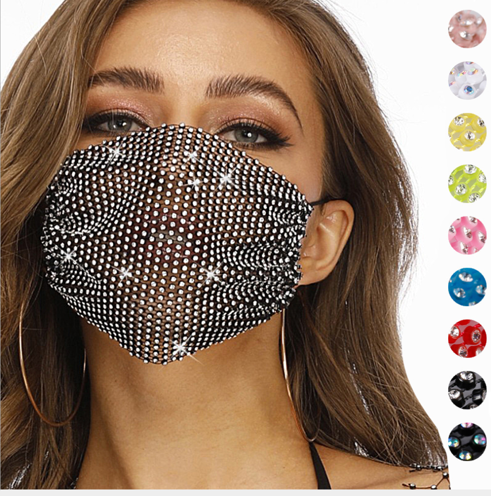Shiny Rhinestone Mesh Mask 3