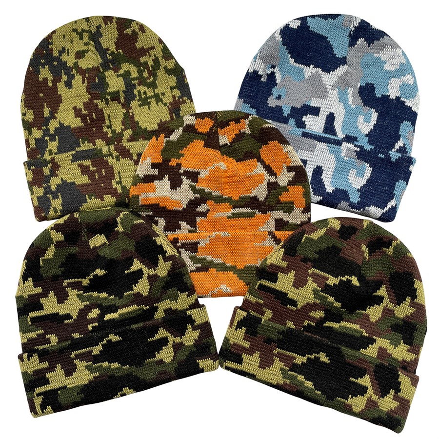 Camo Pattern Cuffed Beanie with Custom Logo - 100% Acrylic 6