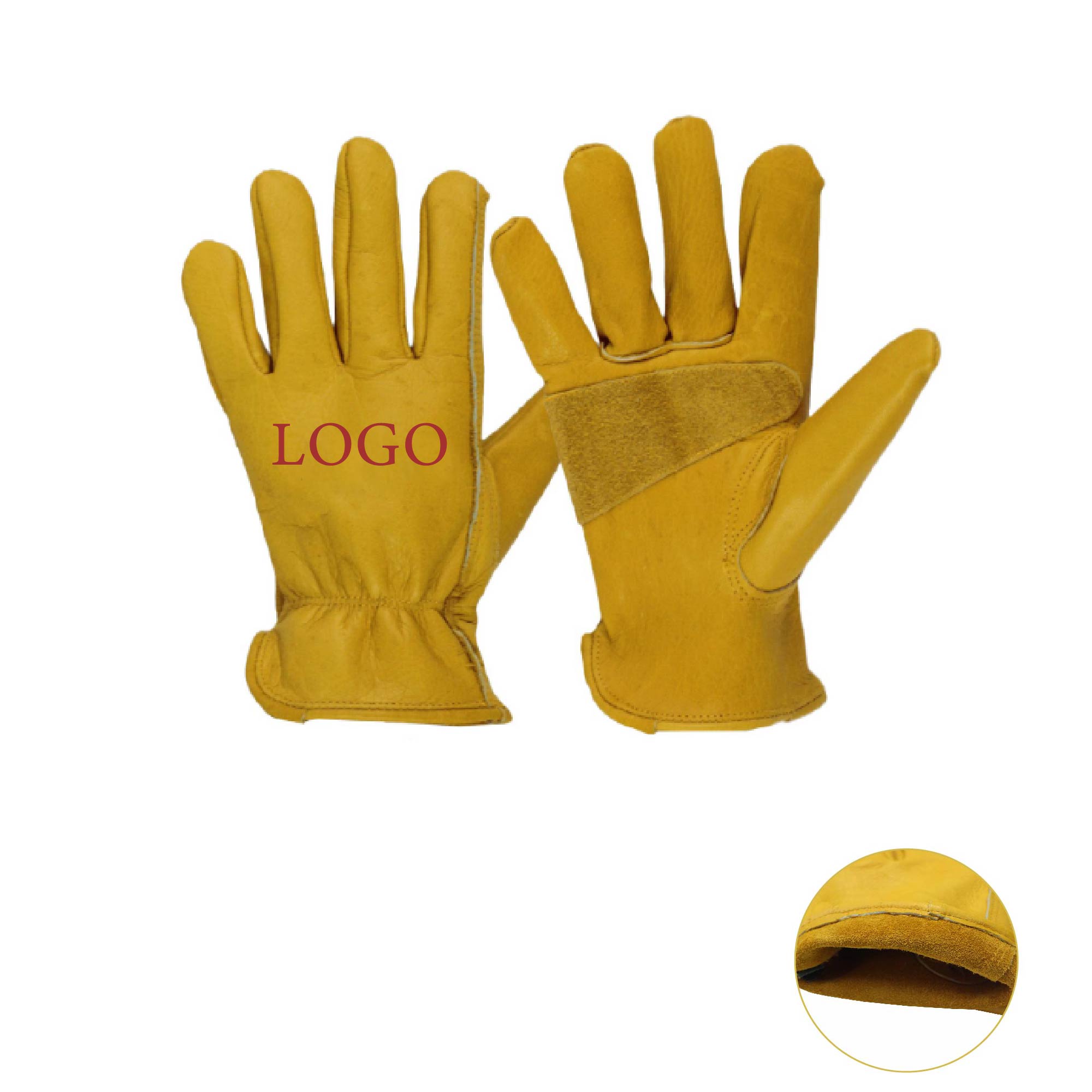 MOQ 10pcs Yellow Cowhide Leather Work Gloves 2