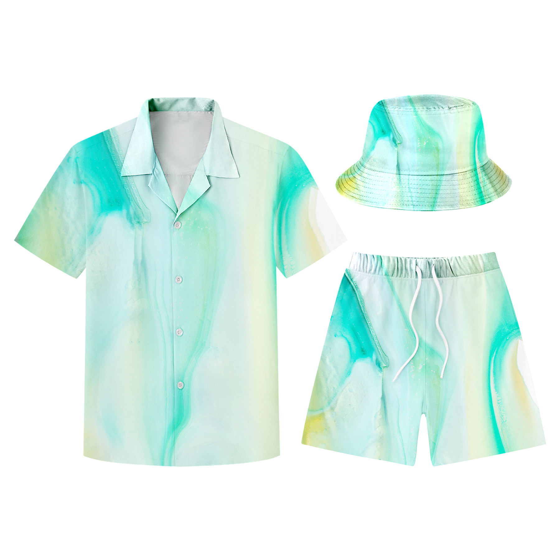 Hawaiian Shirts, Shorts And Bucket Hats Sets 5