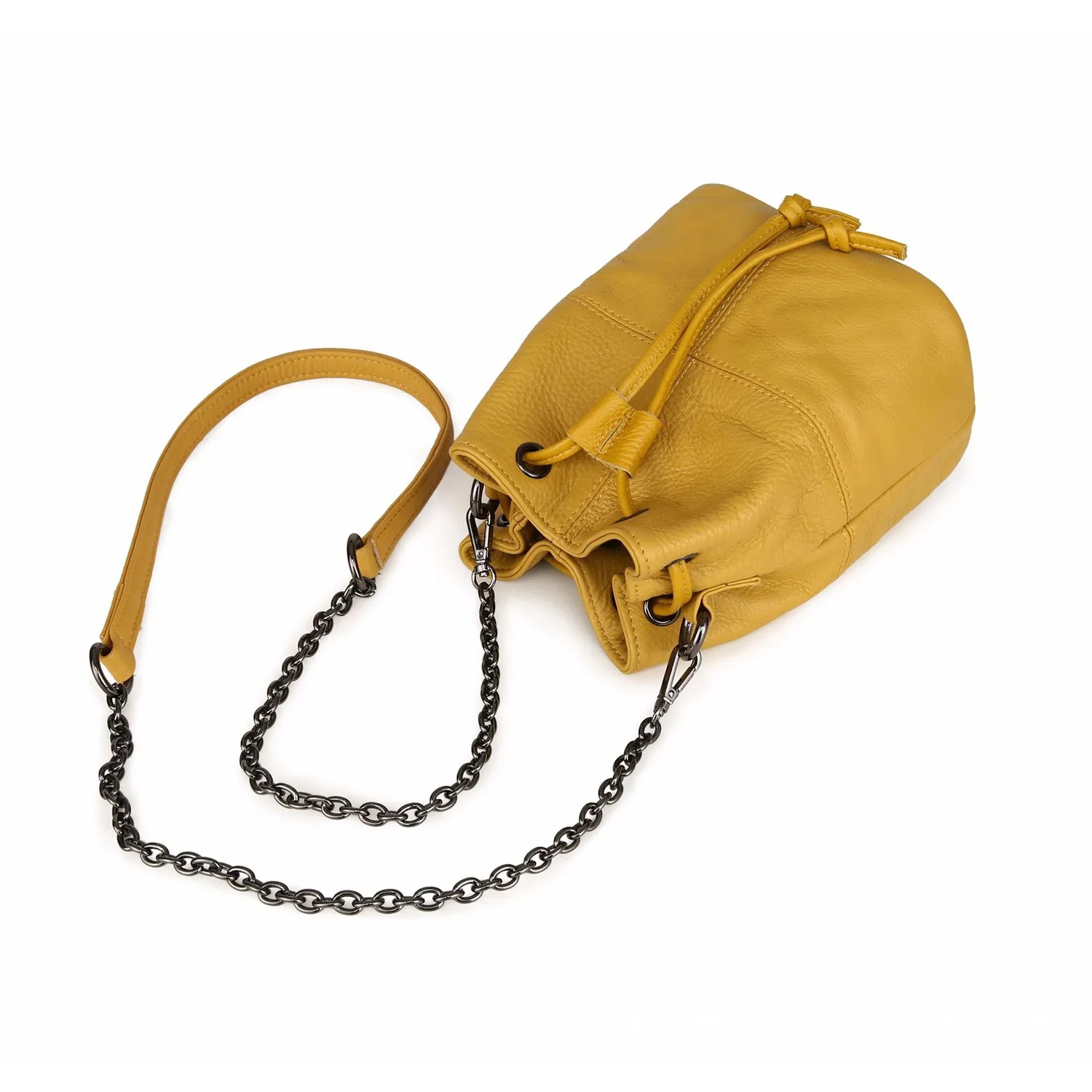Genuine Leather Bucket Crossbody Bag 4
