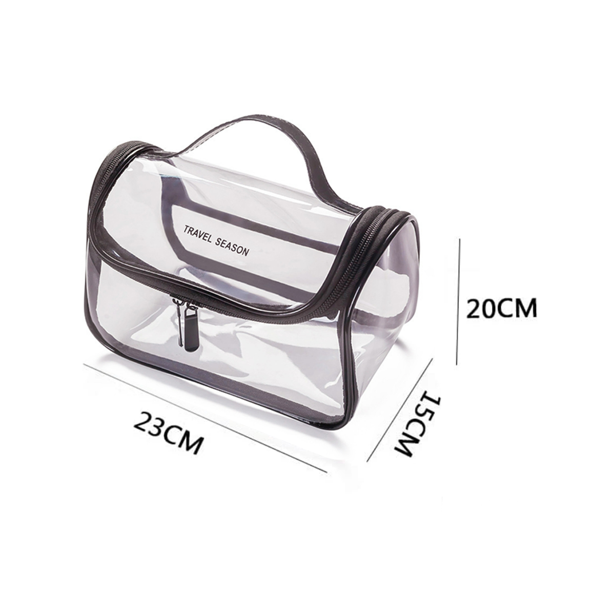 Clear PVC Toiletry Bag with Handle and Holographic Trim 4
