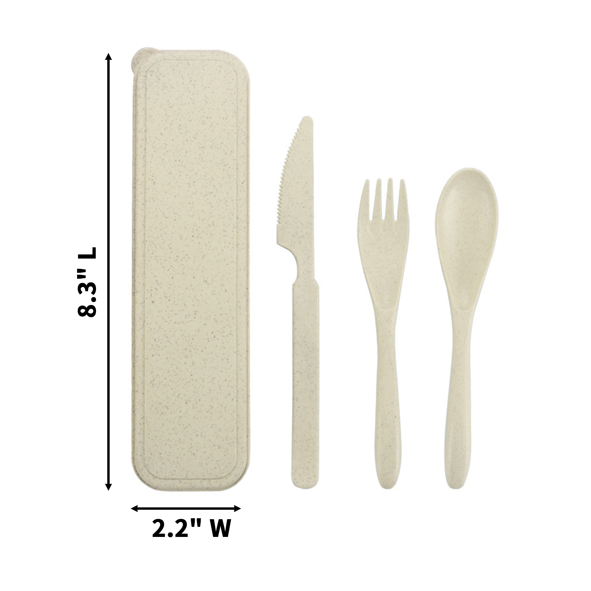 Wheat Straw Cutlery Set With Travel Case 8.3" Length X 2.2" Width 3