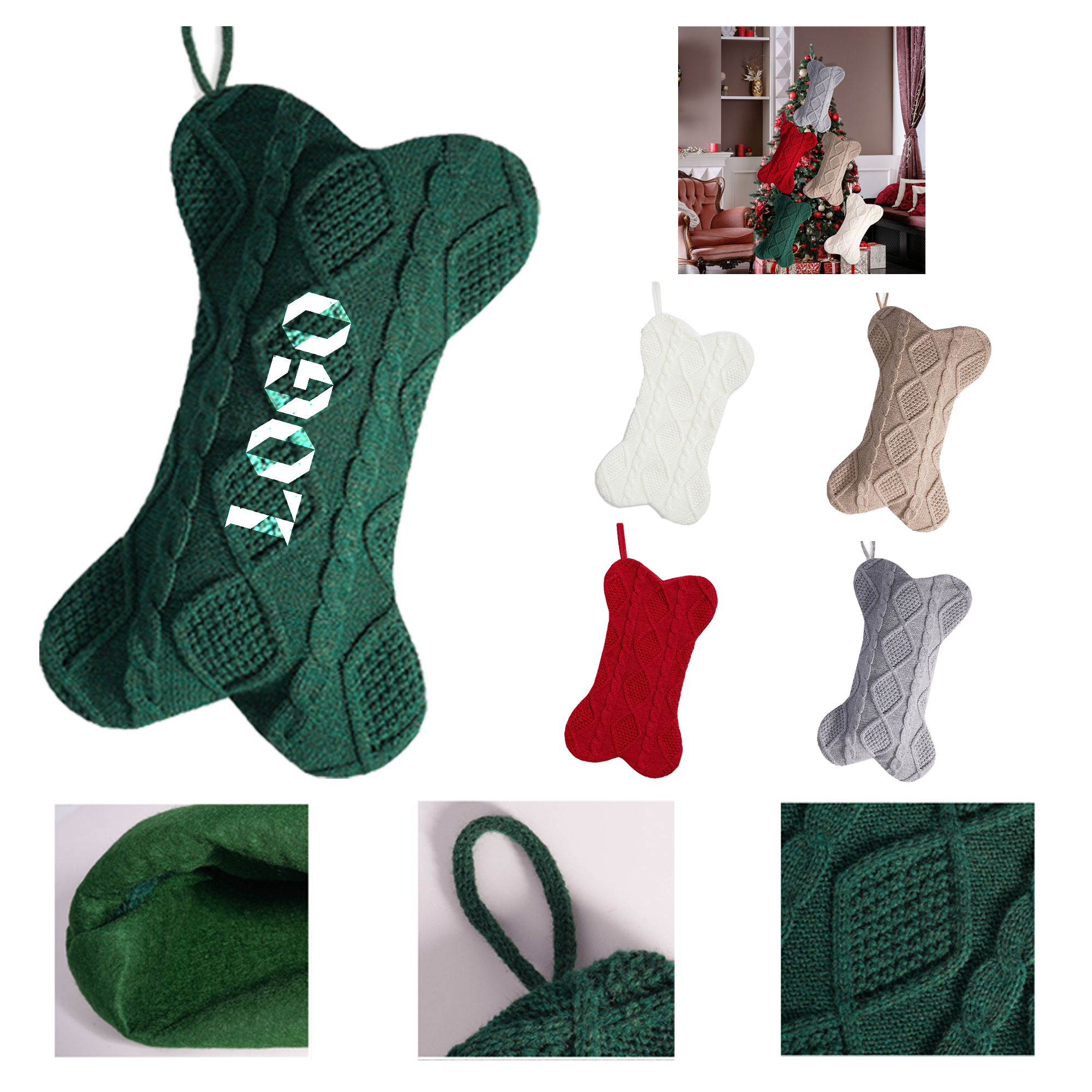 Christmas Cute Bone Shaped Stocking Ornament 3