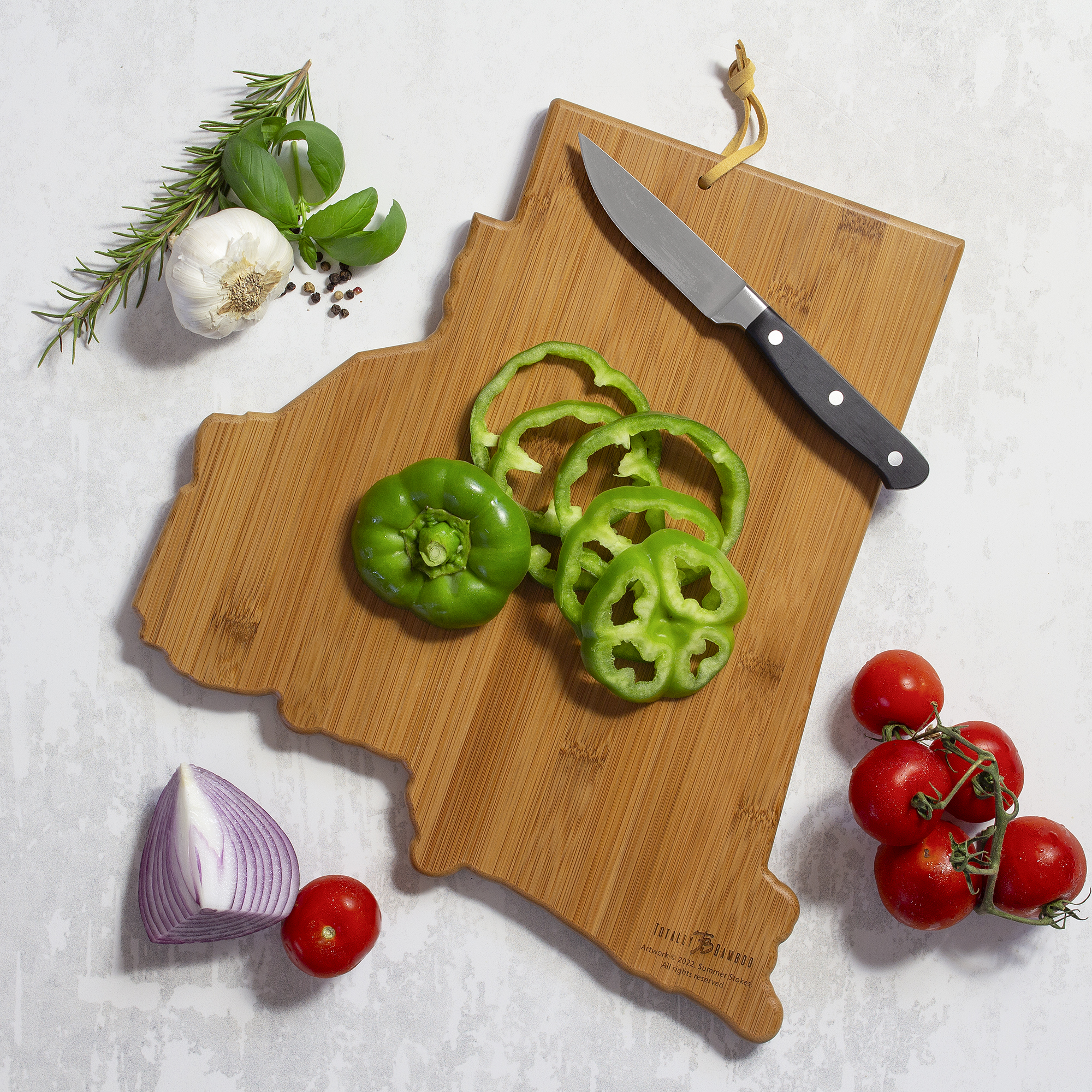 Rhode Island State Shaped Serving and Cutting Board with Artwork by Summer Stokes 6