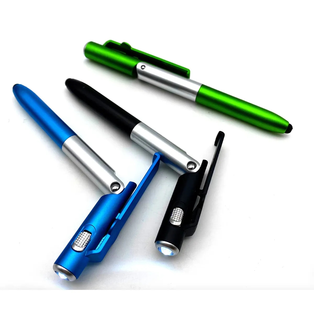 Folding Ballpoint Stylus Touch Pen Flashlight Phone Holder 3