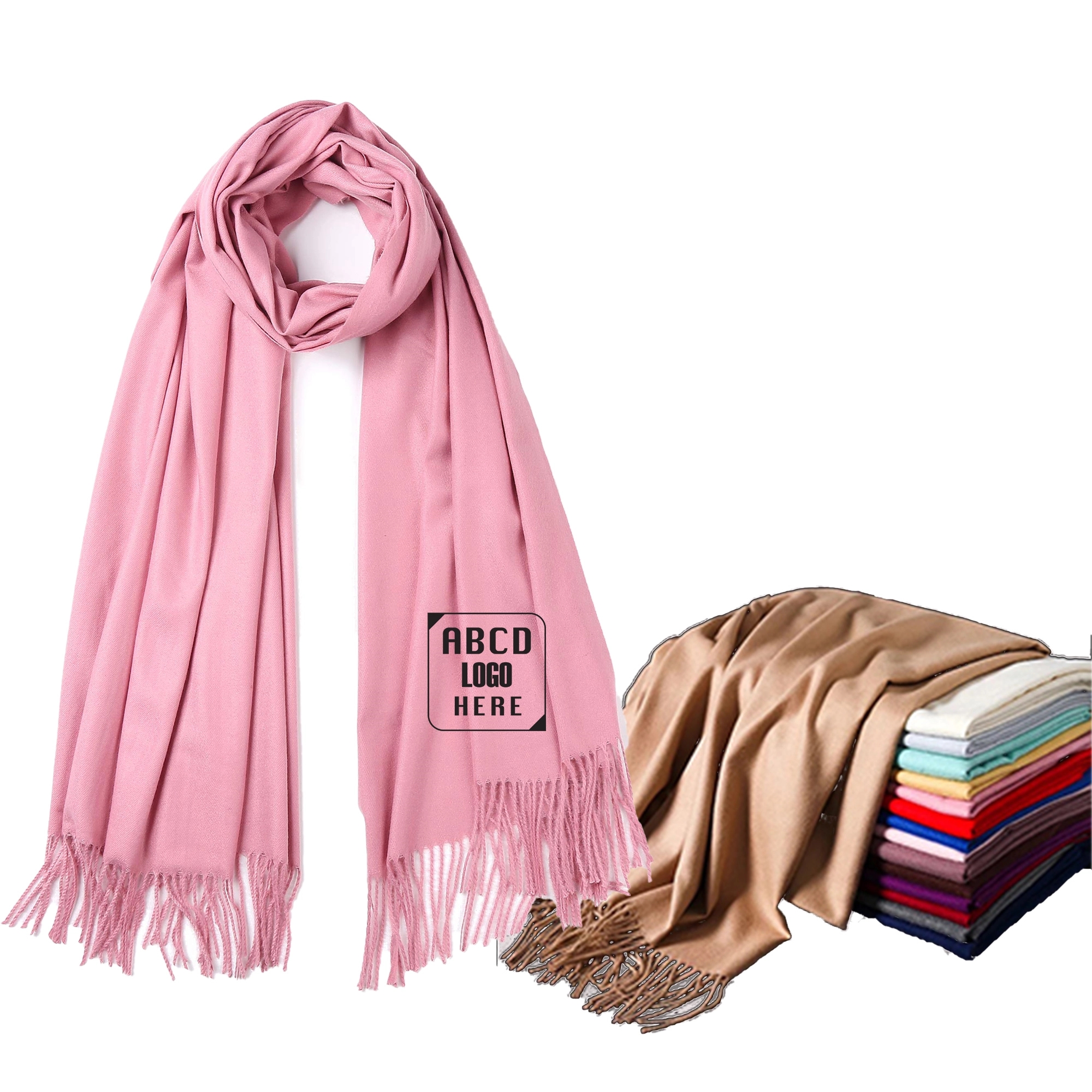 Soft Scarf Solid Shawl w/Fringes