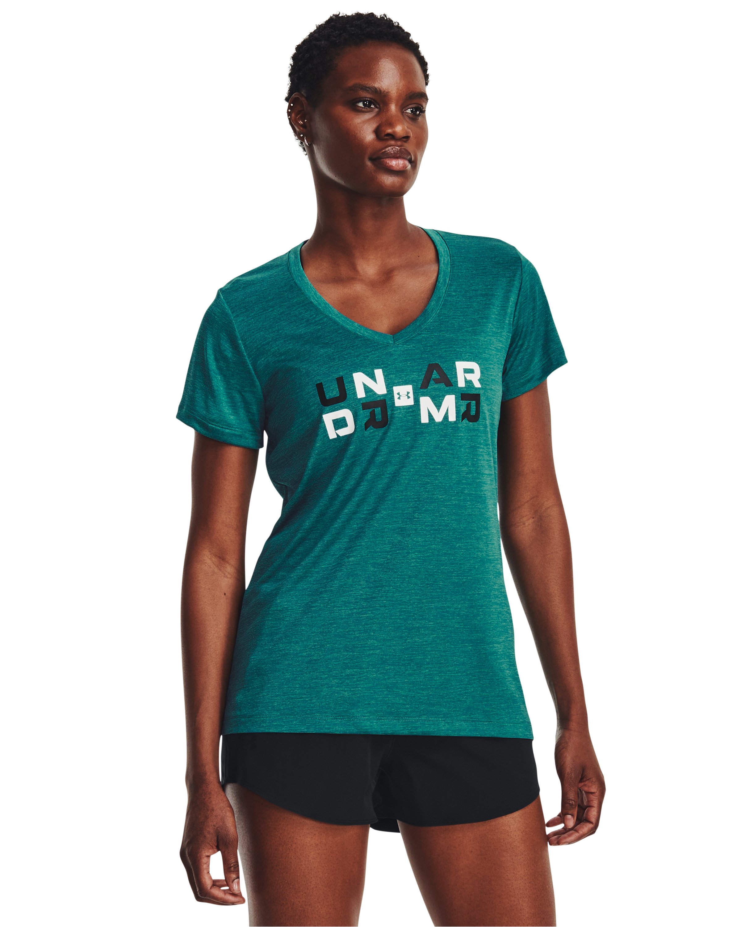 UA Tech Twist Graphic Women's V-Neck Short Sleeve 4