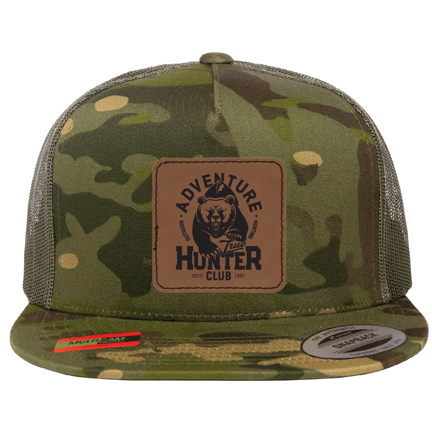 Yupoong 6006MULTI YP Classics Five-Panel Classic Trucker Hat with Leatherette Patches or Embroidery