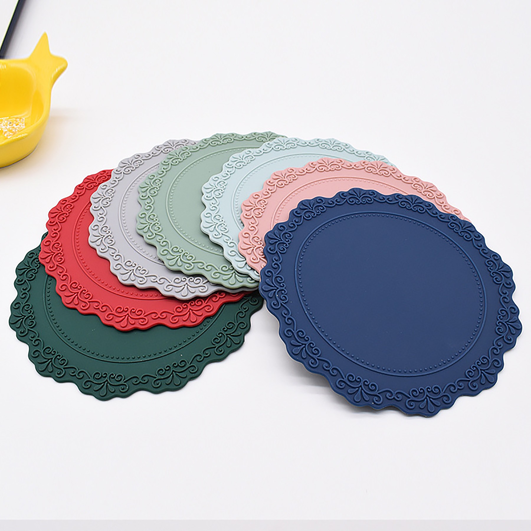 Embossed Lace Silicone Drink Coasters 3