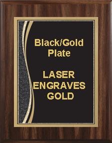7" x 9" Walnut Finish Plaque with a Black Marble Patina Plate 2