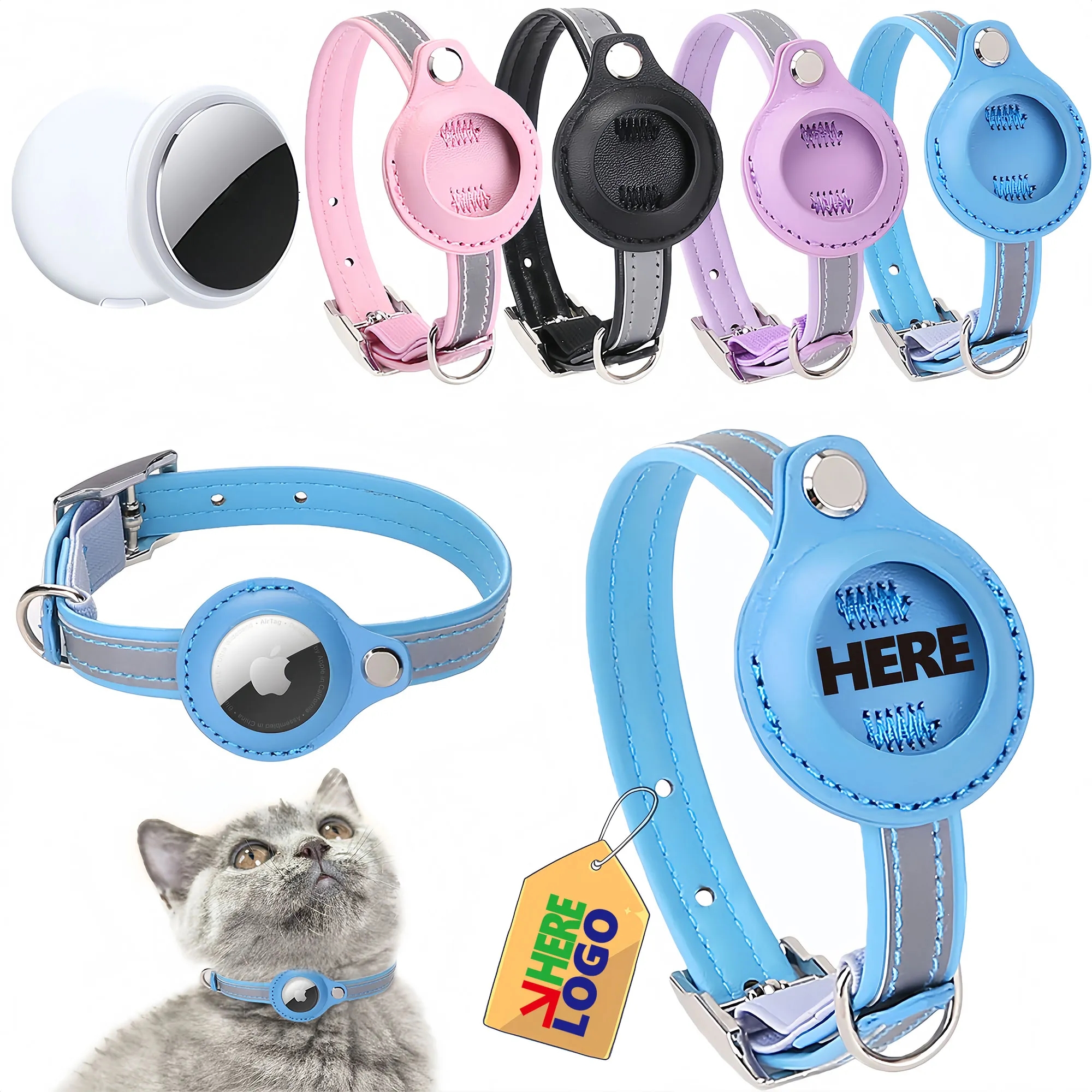 Night Safe Reflective Pet Cat Tracking Collar Set