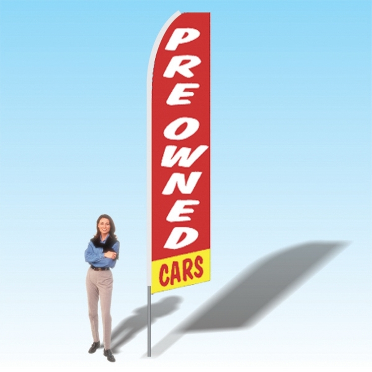 15FT Preowned Cars Red White Teardrop Promo Flag 2