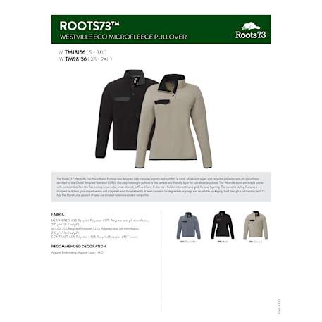 Roots73 WESTVILLE Eco Microfleece Pullover - Men's 65