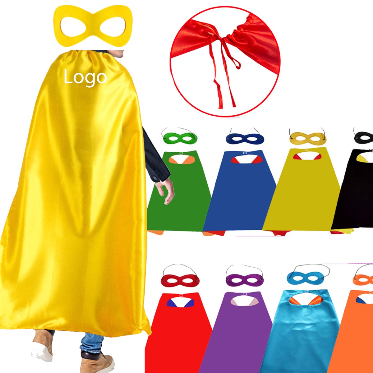 Masquerade Party Cloak Halloween Cape with Eye Mask 3