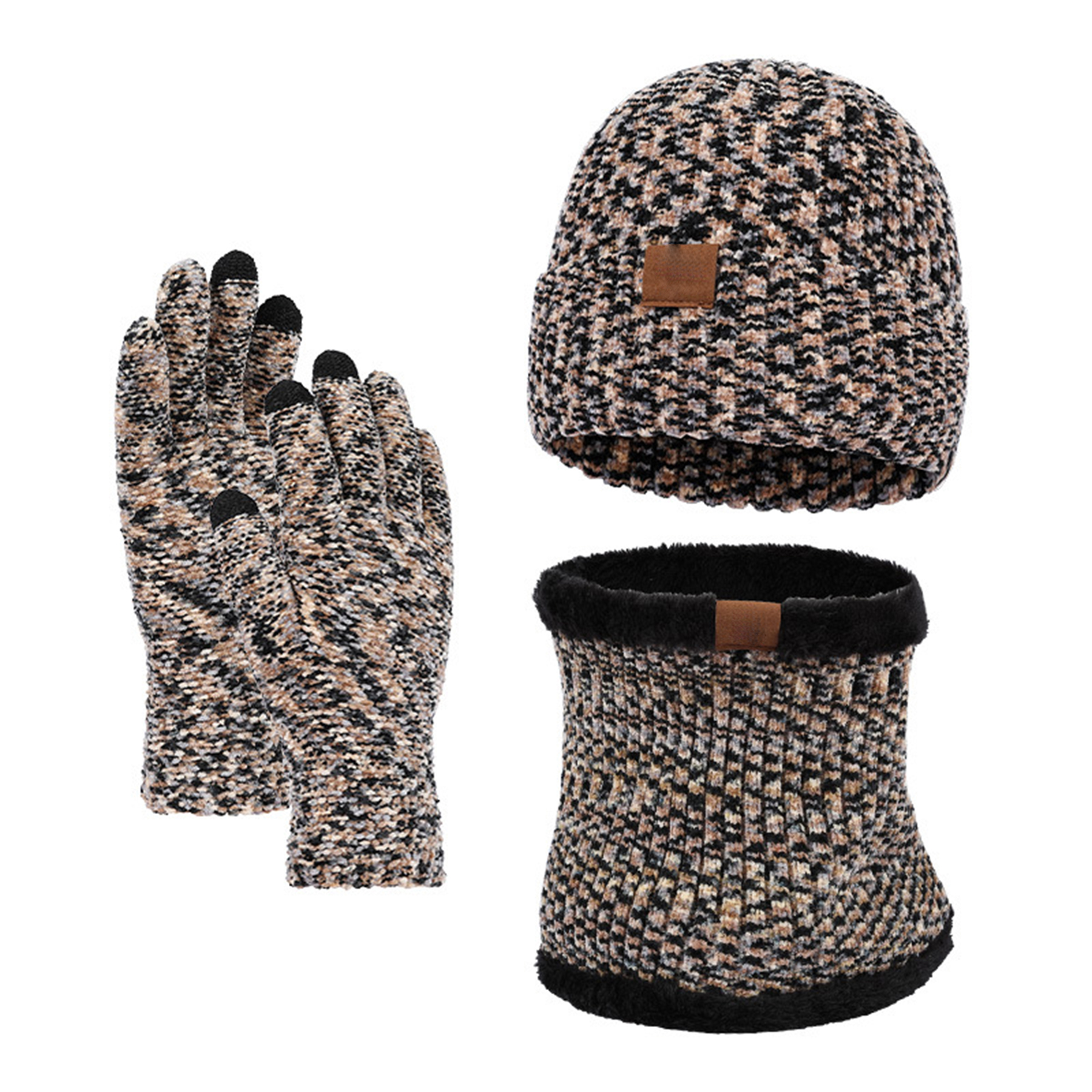 Winter Slouchy Beanie Knit Cap Touch Screen Gloves Scarves 9