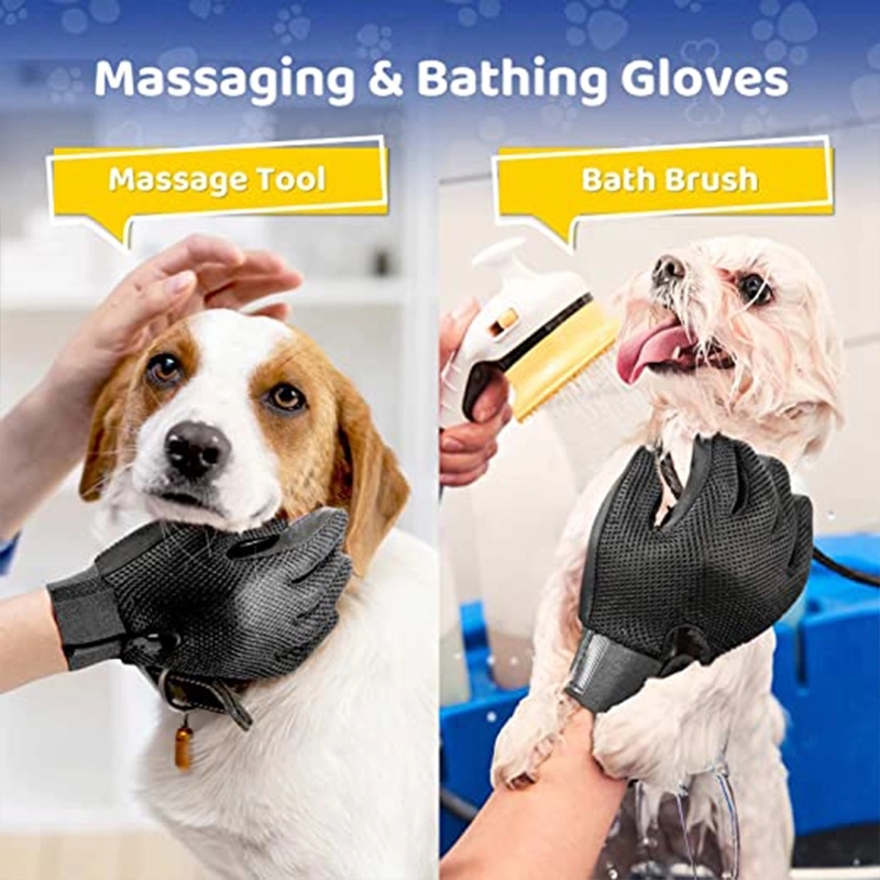 Gentle Deshedding Brush Pet Grooming Gloves 14