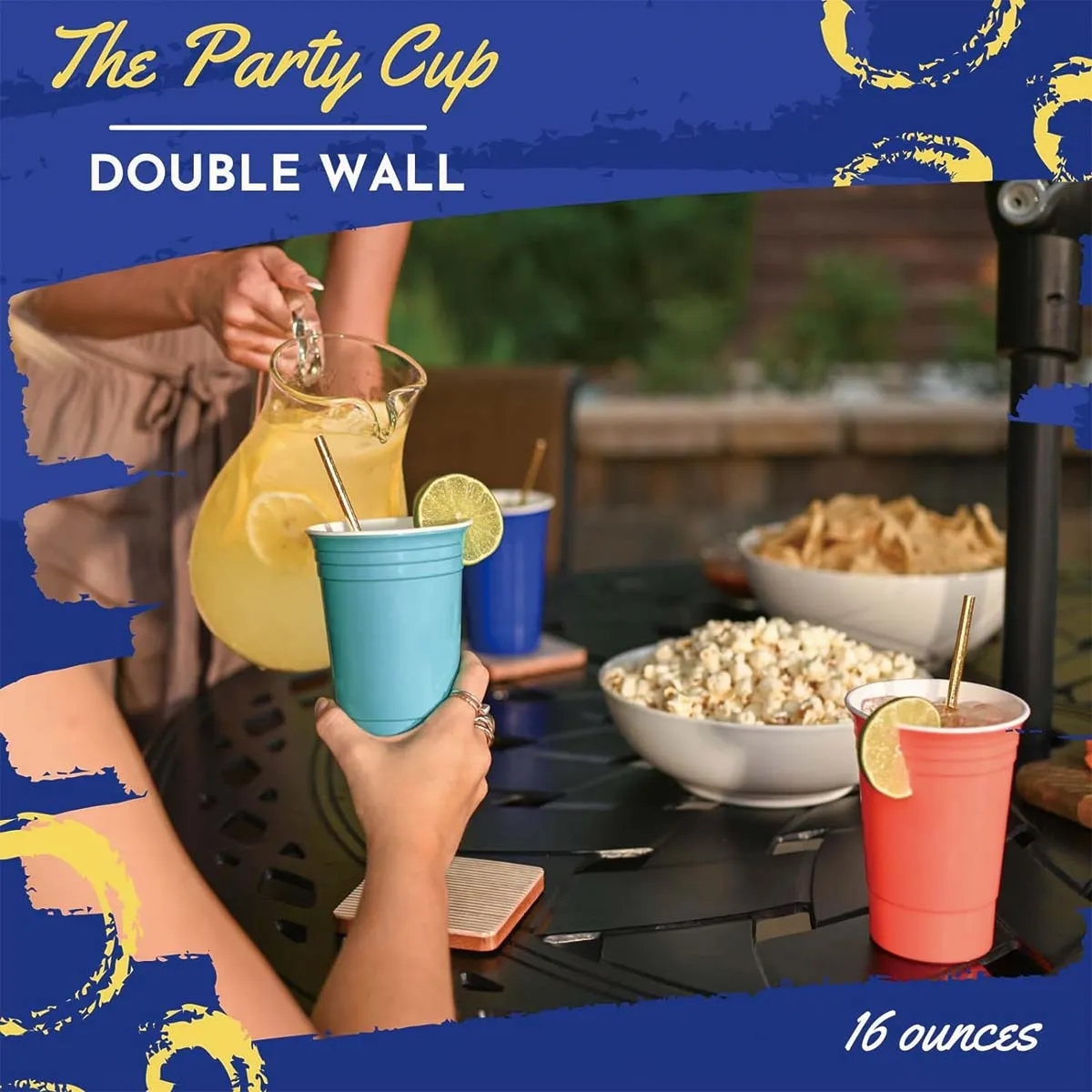 Custom16 Oz Reusable BPA Free Double Wall Plastic Party Cup 3