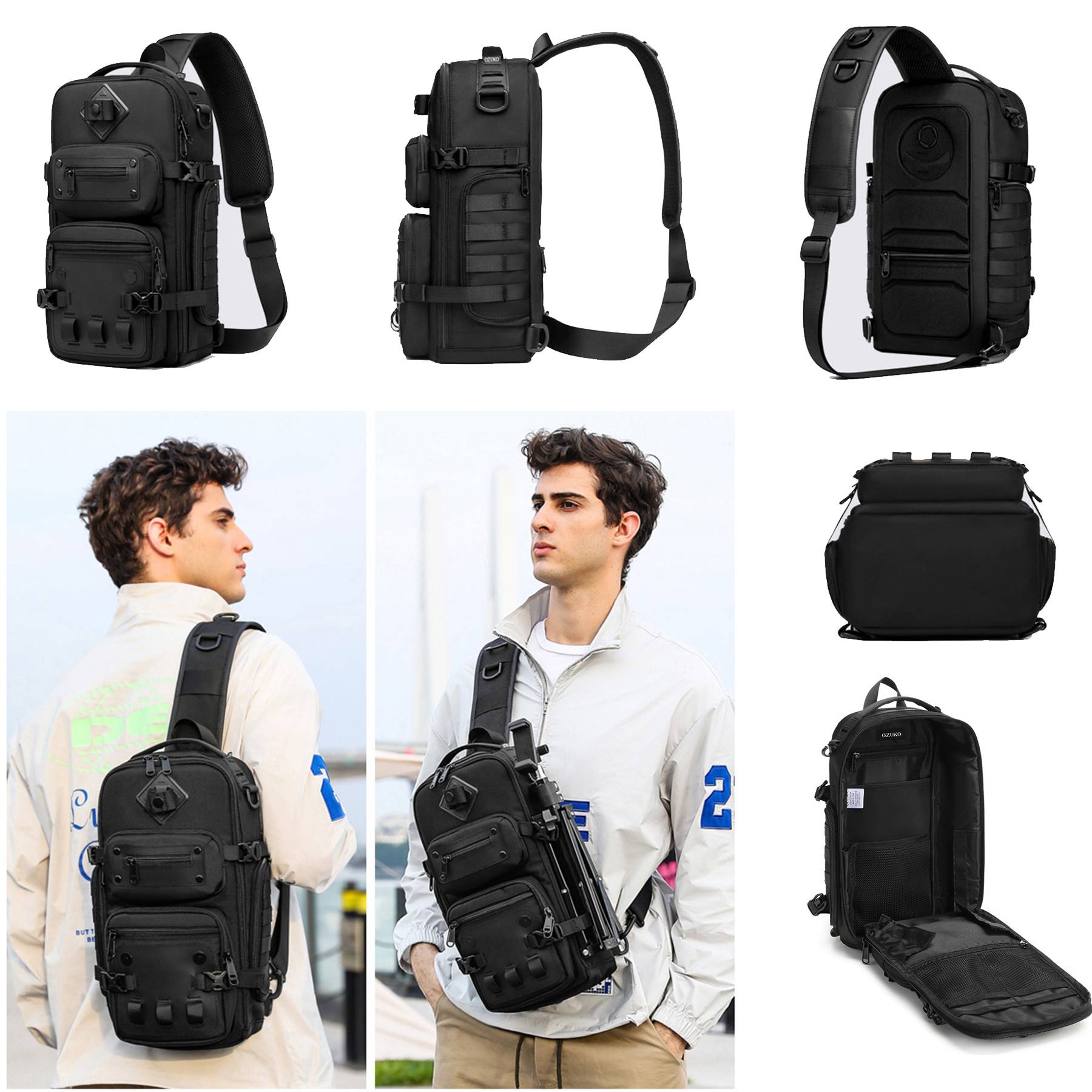 Oxford Sling Backpack Large Capacity Shoulder Crossbody Bags 2