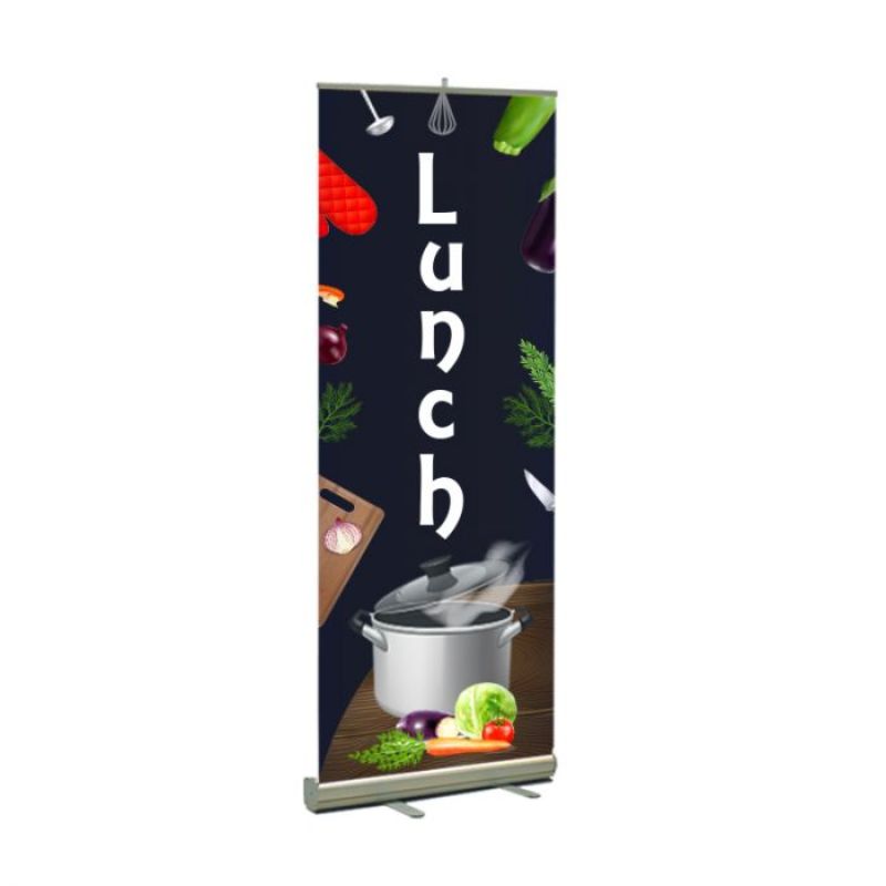 Breakfast Pre Printed Premium Retractable Banner 33" x 80" - Blue 2