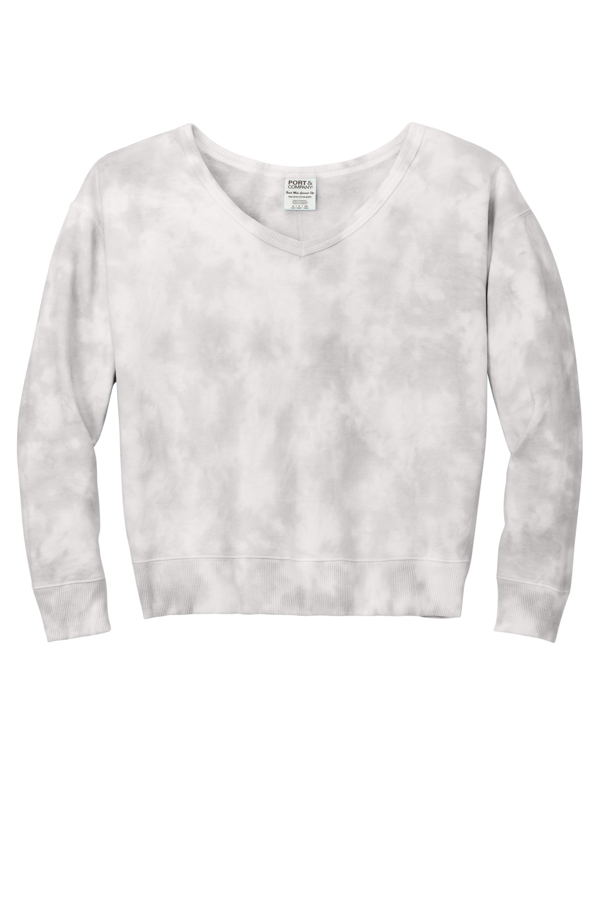 Port & Co Women's Beach Wash Cloud Tie-Dye V-Neck Sweatshirt LPC140V 18