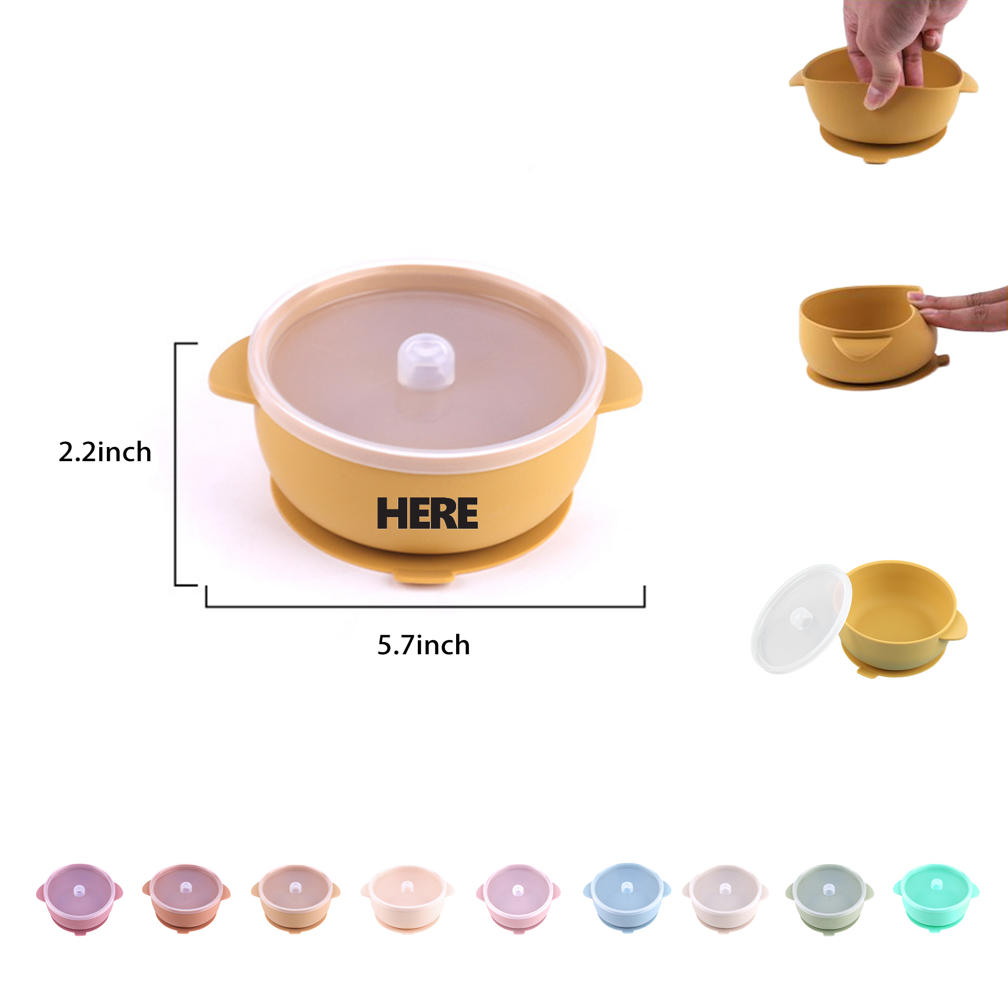 Silicone Baby Suction Bowl with Lid 2