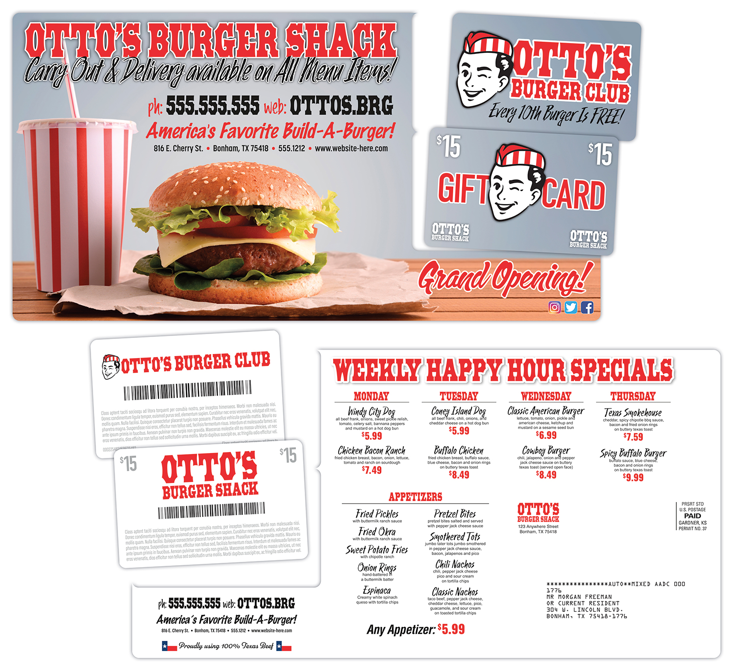 Laminated Die-Cut Postcard (10.5x5.5) w/Two Detachable Wallet Cards (3.375x2.125) 1