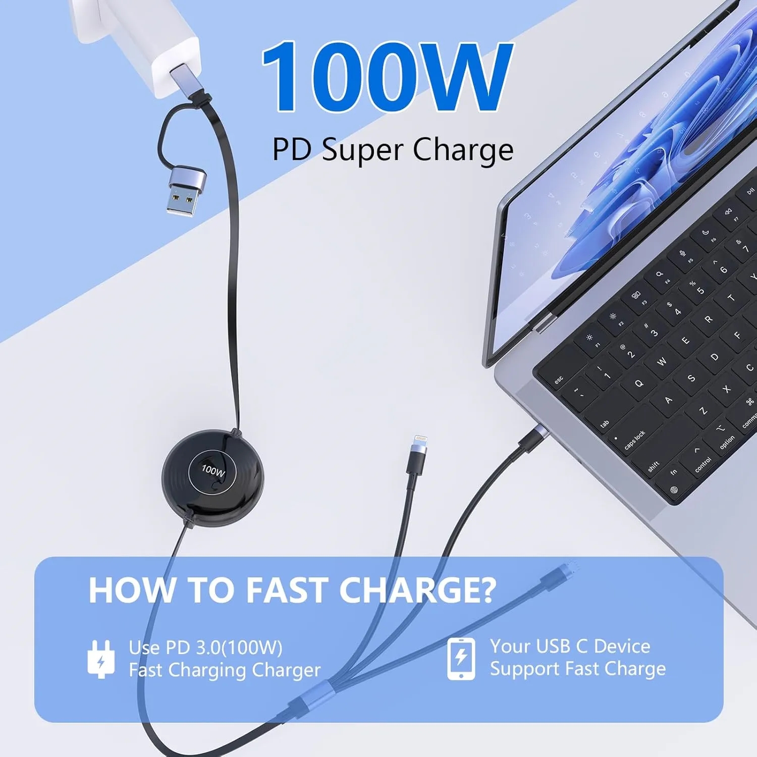 3 in 1 Retractable Charger Cable 3