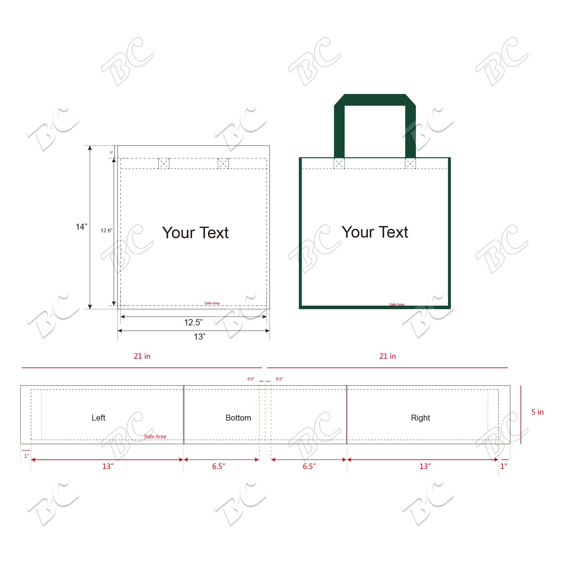 Free shipping Color Trim Dye Sub TOTE BAGS 6